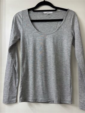 Almina Concept Gray Long Sleep Top Basic Size Small Cotton